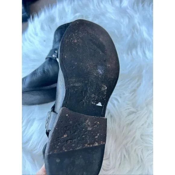 Frye Women's Phillip Harness Boots 6.5 B Black Leather Ankle Zip Motorcycle - Picture 5 of 7